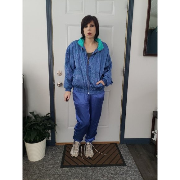 90s Blue‎ and Green Wind Suit - Picture 1 of 5